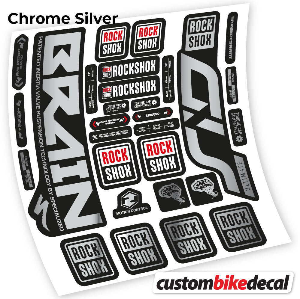 Chrome Silver decal for Rock Shox Sid Brain Ultimate fork – bike sticker vinyl