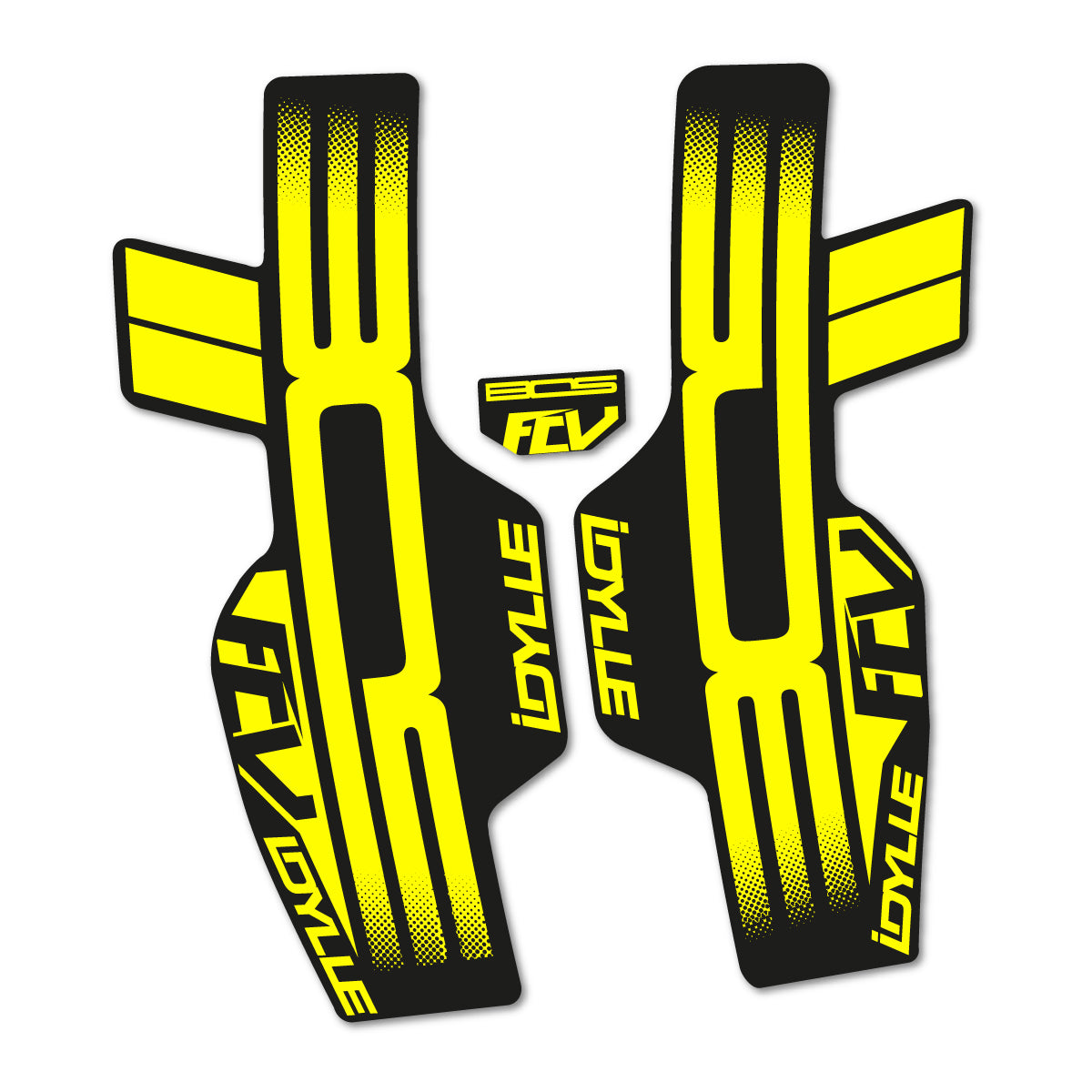 Stickers compatibles BOS Idylle Rare FCV 2017 pour fourche – autocollants vinyle - Jaune Citron