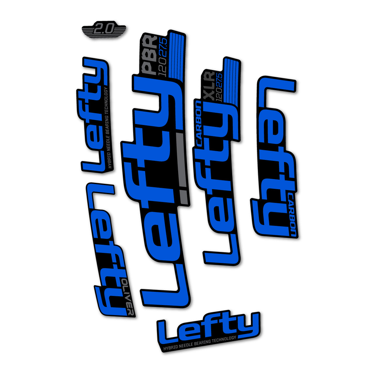 Stickers compatibles Cannondale Lefty XLR PBR 120 2016-2017 pour fourche – autocollants vinyle - Bleu Mer
