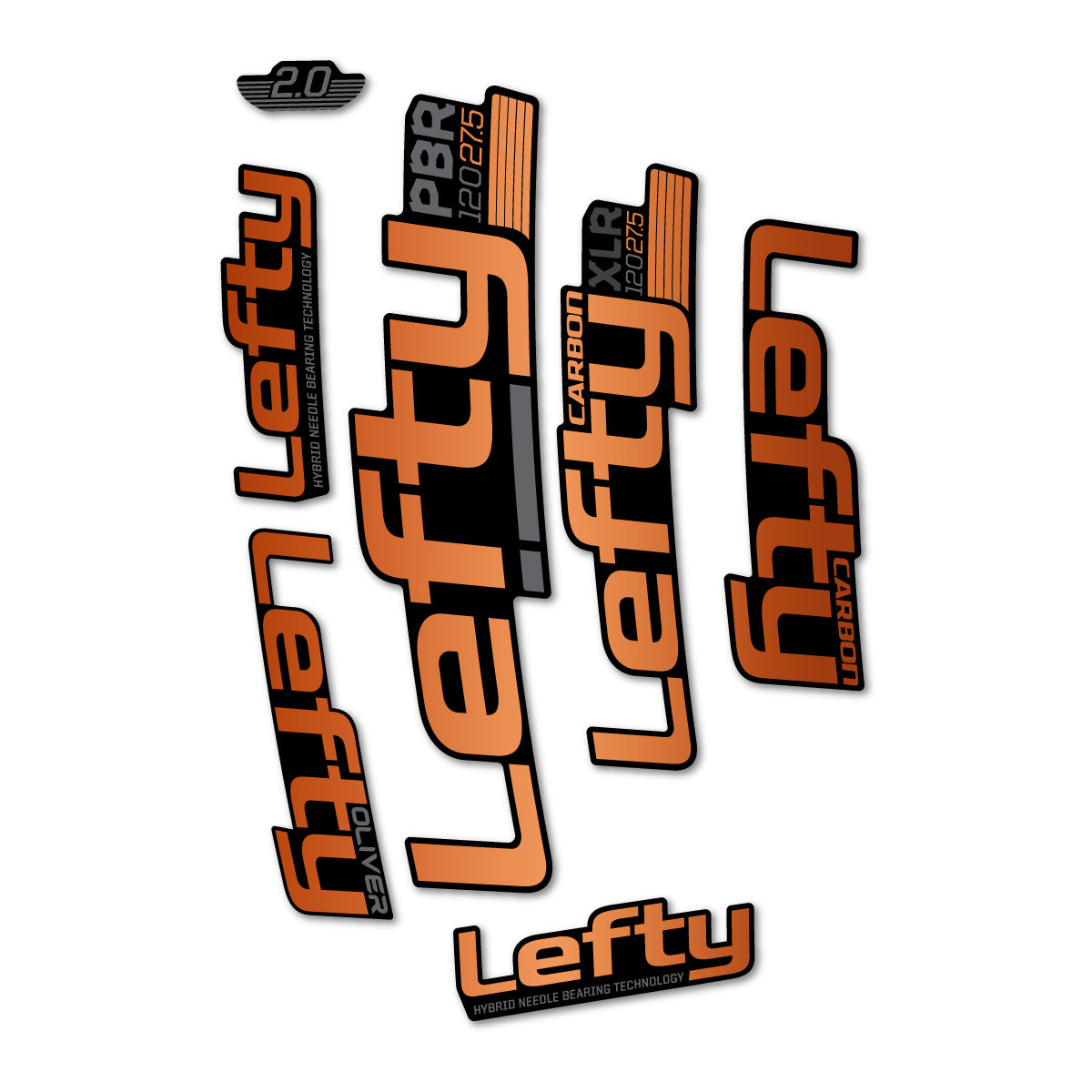 Stickers compatibles Cannondale Lefty XLR PBR 120 2016-2017 pour fourche – autocollants vinyle - Bronze