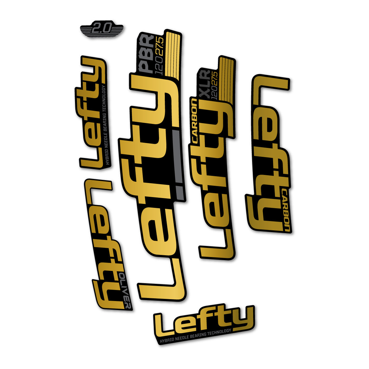 Stickers compatibles Cannondale Lefty XLR PBR 120 2016-2017 pour fourche – autocollants vinyle - Or
