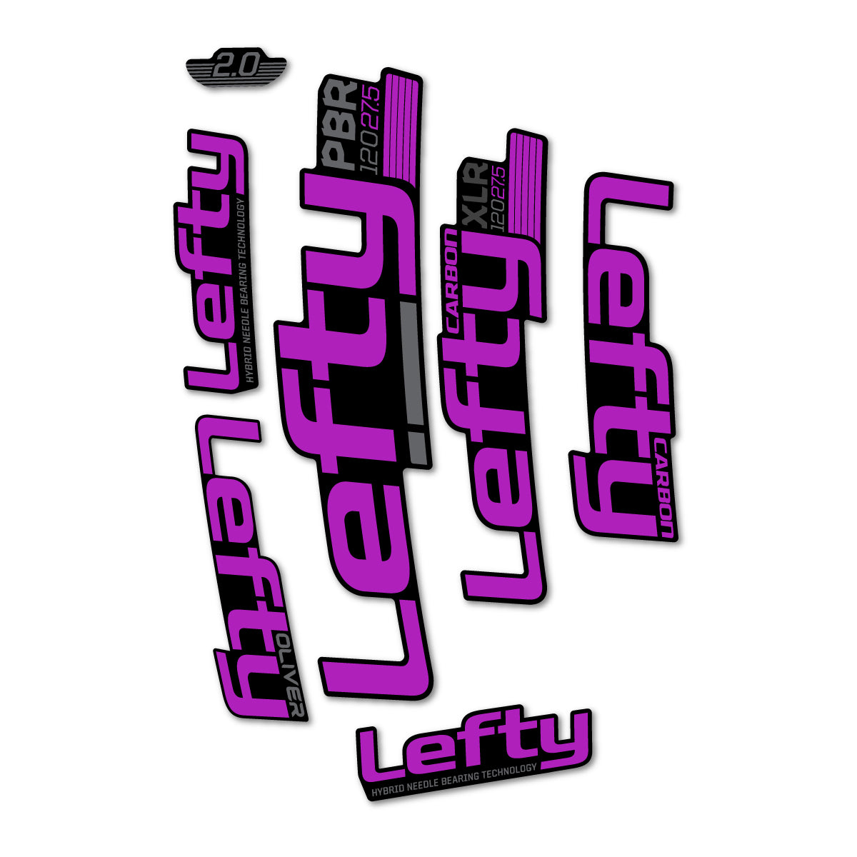 Stickers compatibles Cannondale Lefty XLR PBR 120 2016-2017 pour fourche – autocollants vinyle - Rose Violet