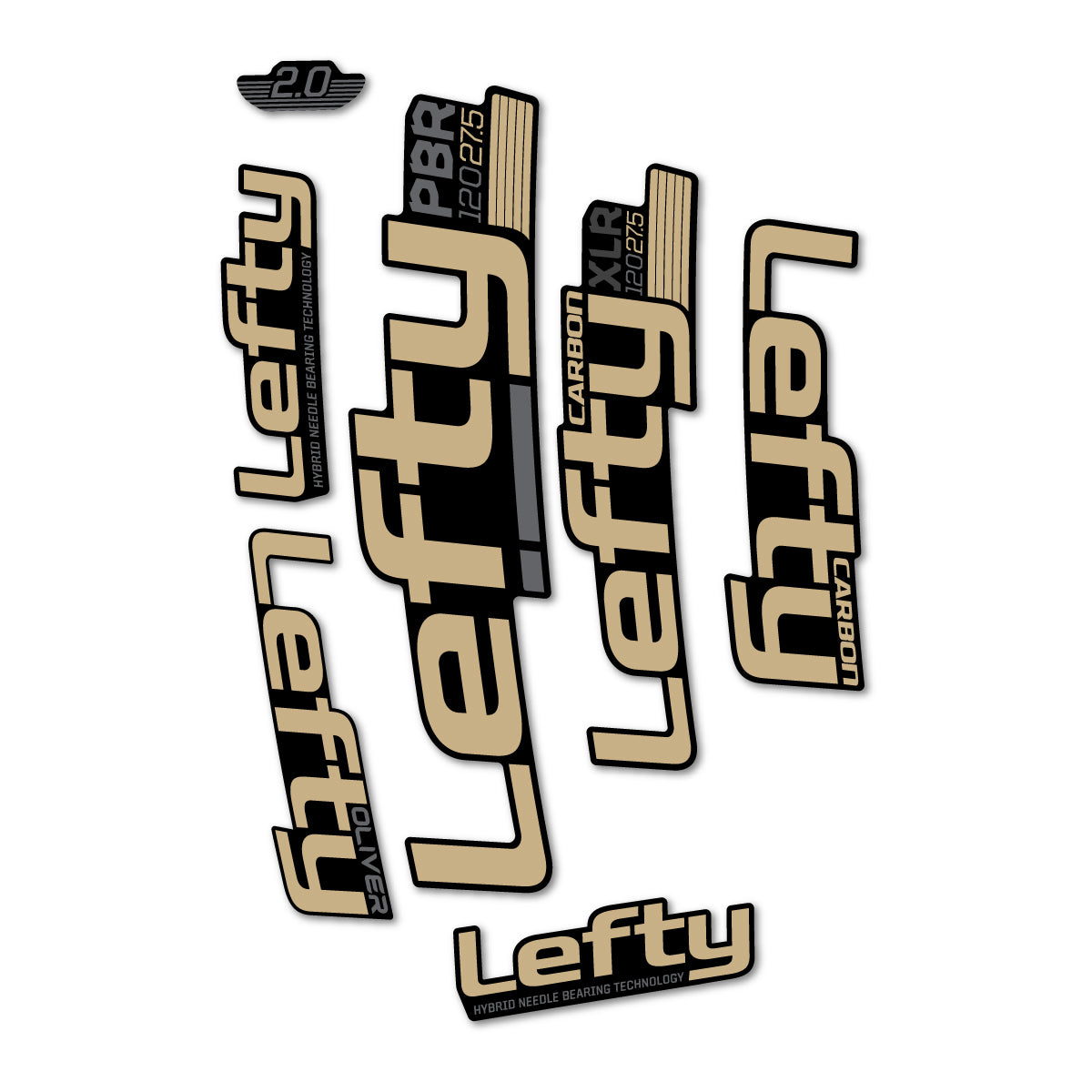 Stickers compatibles Cannondale Lefty XLR PBR 120 2016-2017 pour fourche – autocollants vinyle - Sable