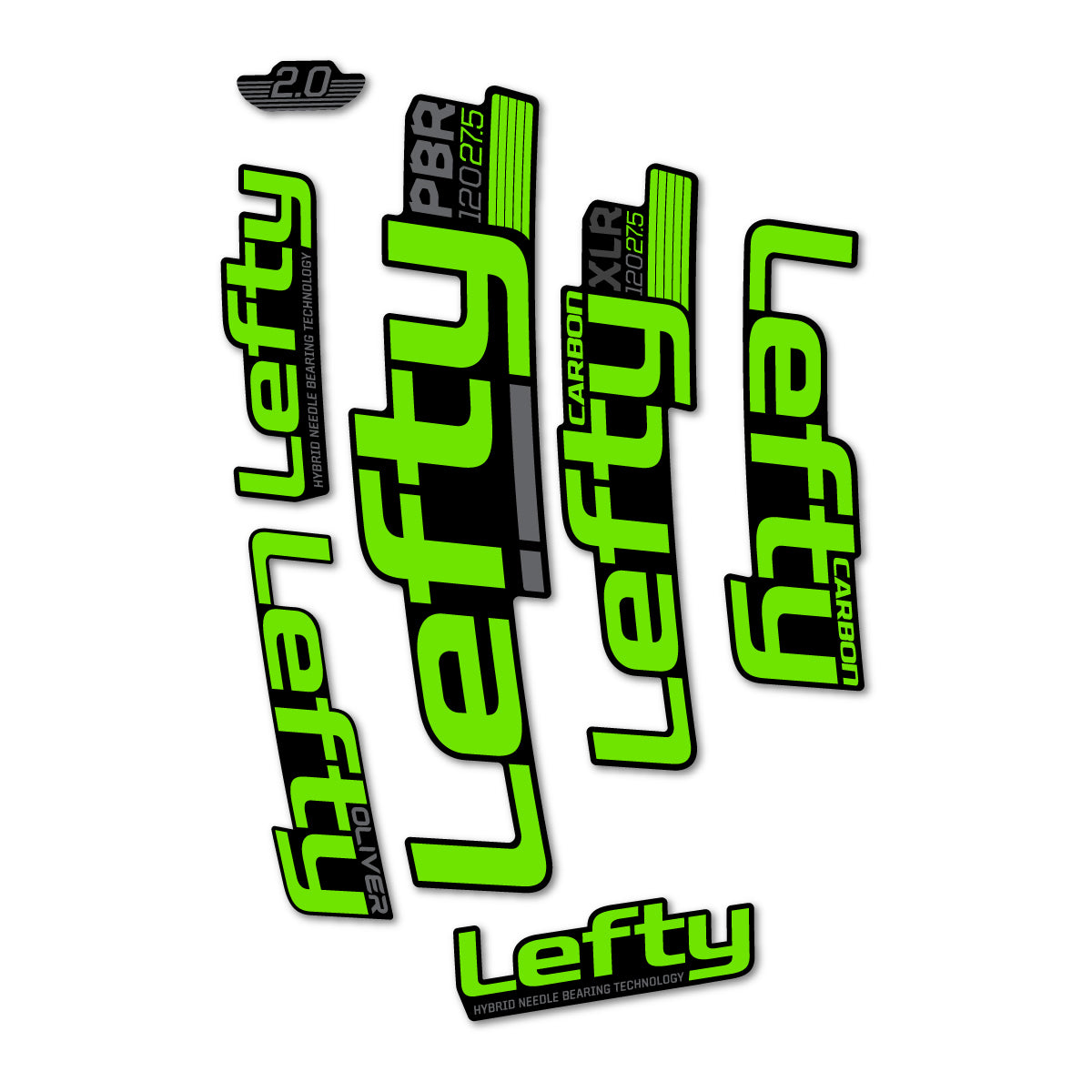 Stickers compatibles Cannondale Lefty XLR PBR 120 2016-2017 pour fourche – autocollants vinyle - Vert Pistache