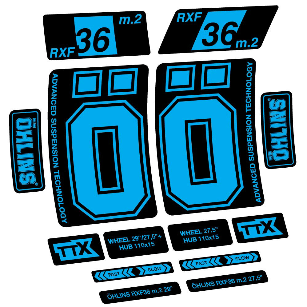Stickers Ohlins RXF36 M2 2021 compatibles Autocollants fourche 27.5"