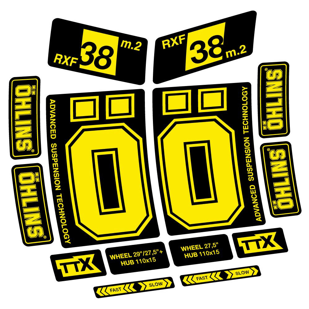 Stickers Ohlins RXF38 M2 2021 compatibles Autocollants fourche 27.5"