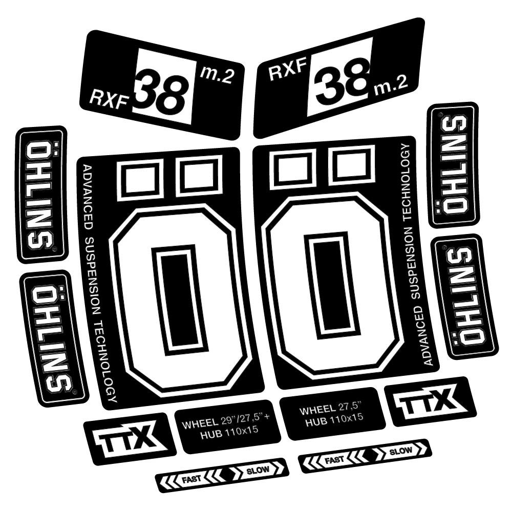 Stickers Ohlins RXF38 M2 2021 compatibles Autocollants fourche 27.5"