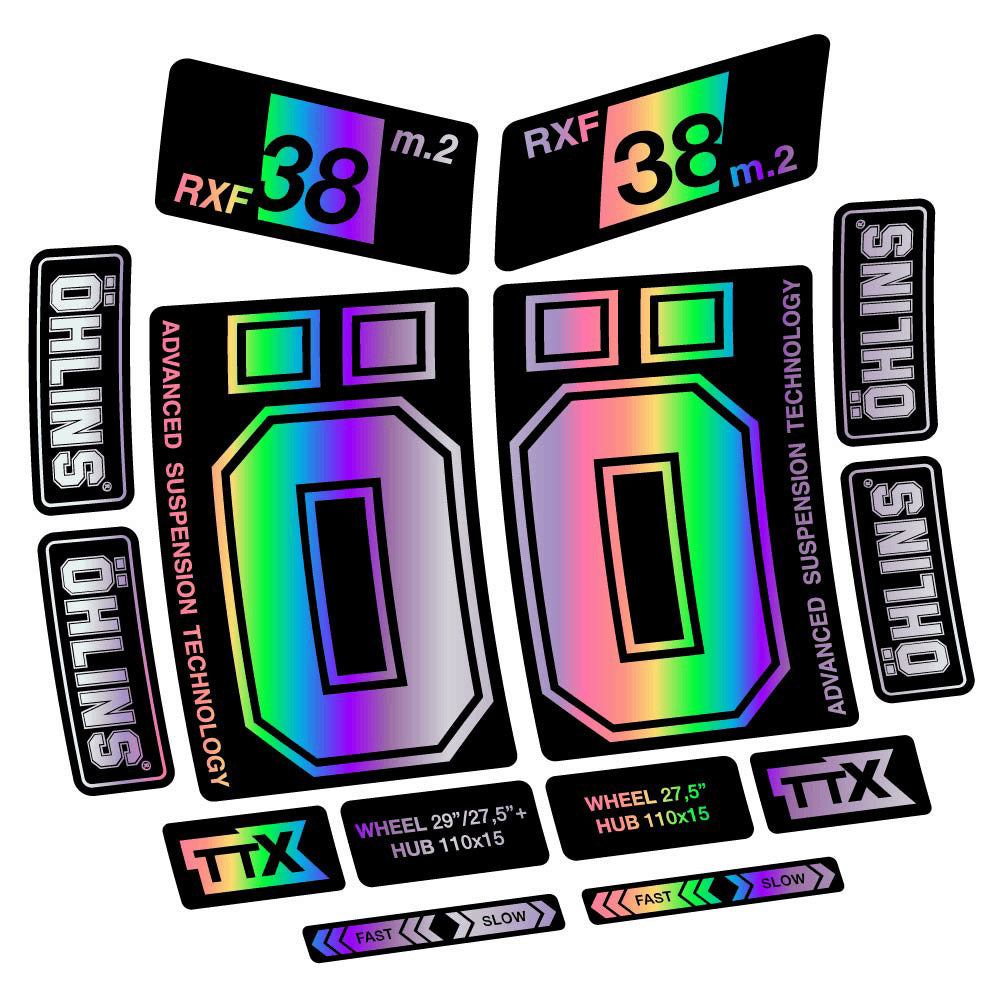 Stickers Ohlins RXF38 M2 2021 compatibles Autocollants fourche 27.5"