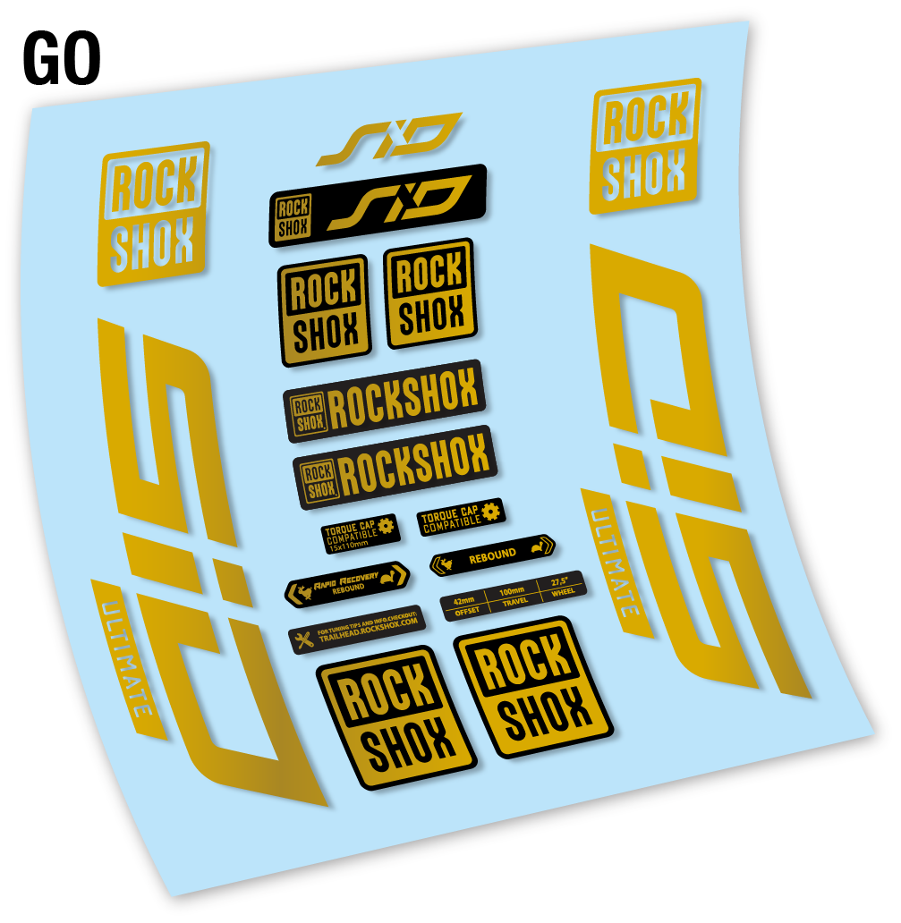 Stickers Rock Shox Sid Ultimate 2021 compatibles Autocollants fourche VTT 27.5"