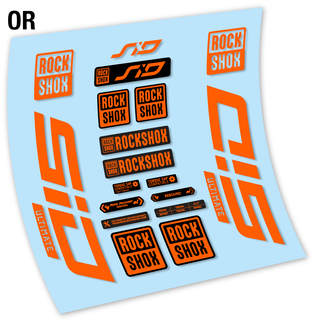 Stickers Rock Shox Sid Ultimate 2021 compatibles Autocollants fourche VTT 27.5"