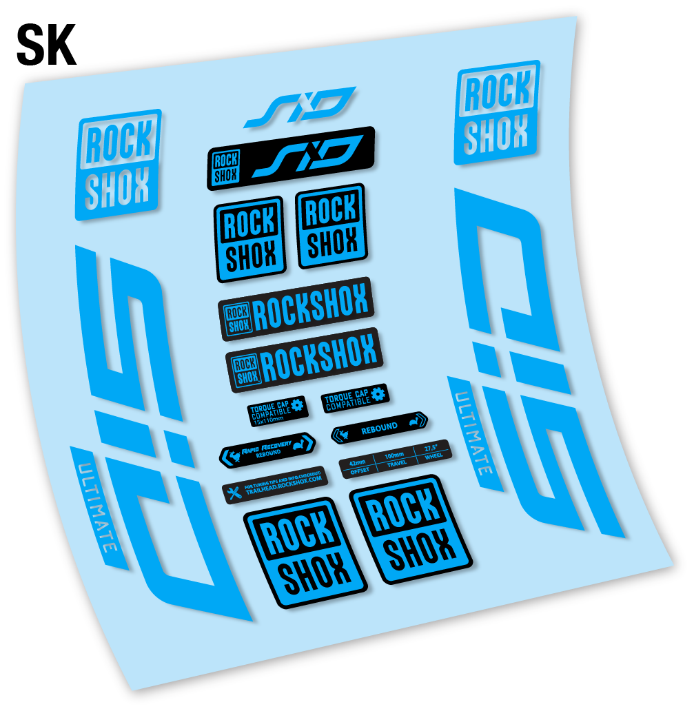 Stickers Rock Shox Sid Ultimate 2021 compatibles Autocollants fourche VTT 27.5"