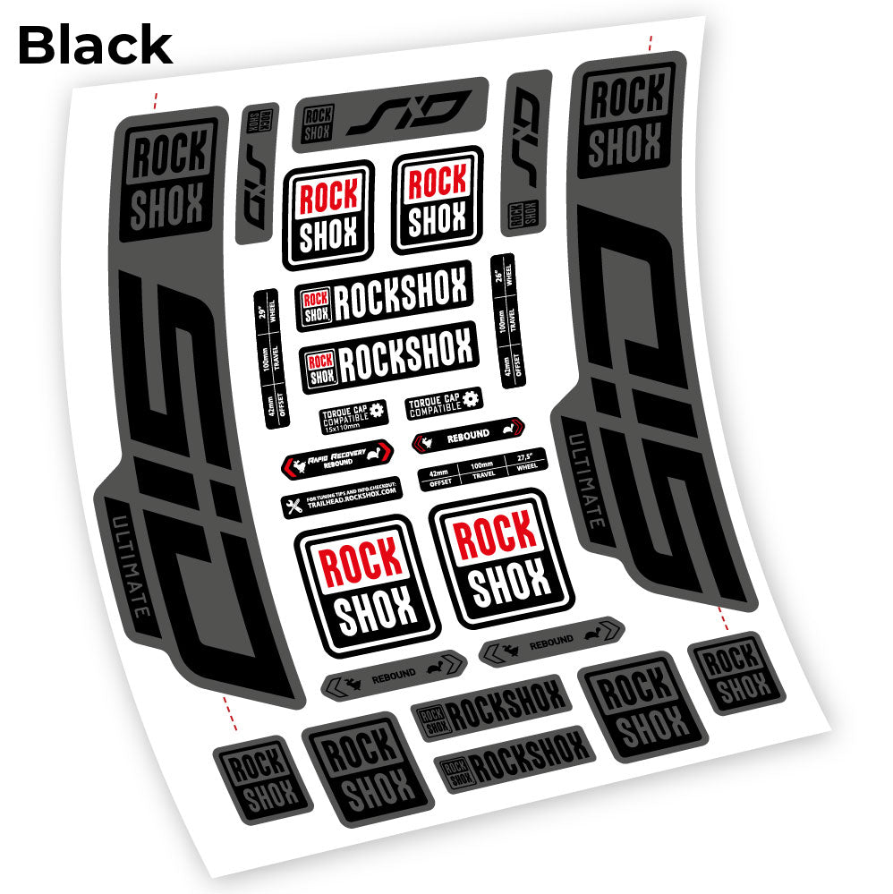 Matte Black+Gloss Black decal for Rock Shox Sid Ultimate 2021 fork 27.5" – bike sticker vinyl