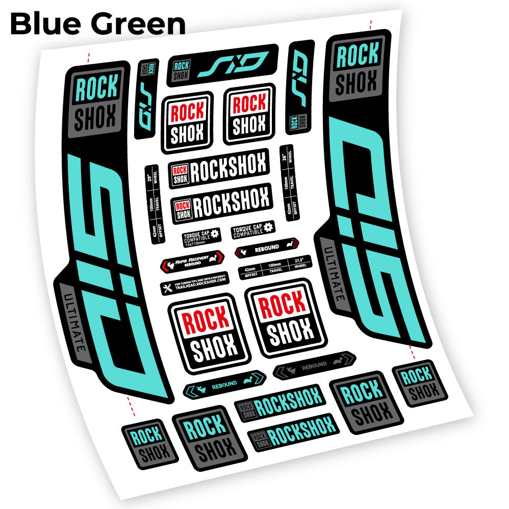 Blue Green decal for Rock Shox Sid Ultimate 2021 fork 27.5" – bike sticker vinyl