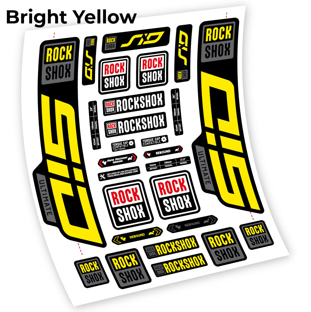 Yellow decal for Rock Shox Sid Ultimate 2021 fork 27.5" – bike sticker vinyl
