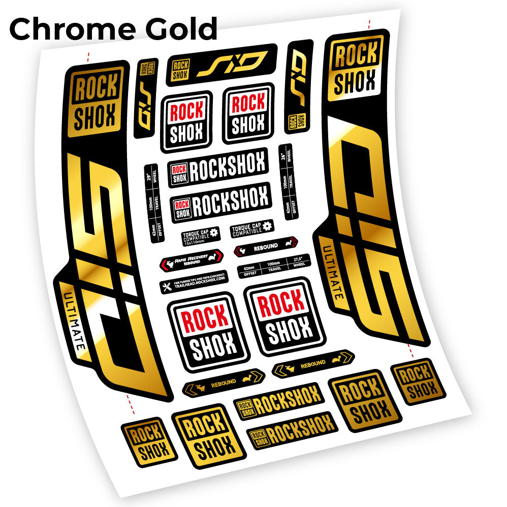 Chrome Gold decal for Rock Shox Sid Ultimate 2021 fork 27.5" – bike sticker vinyl