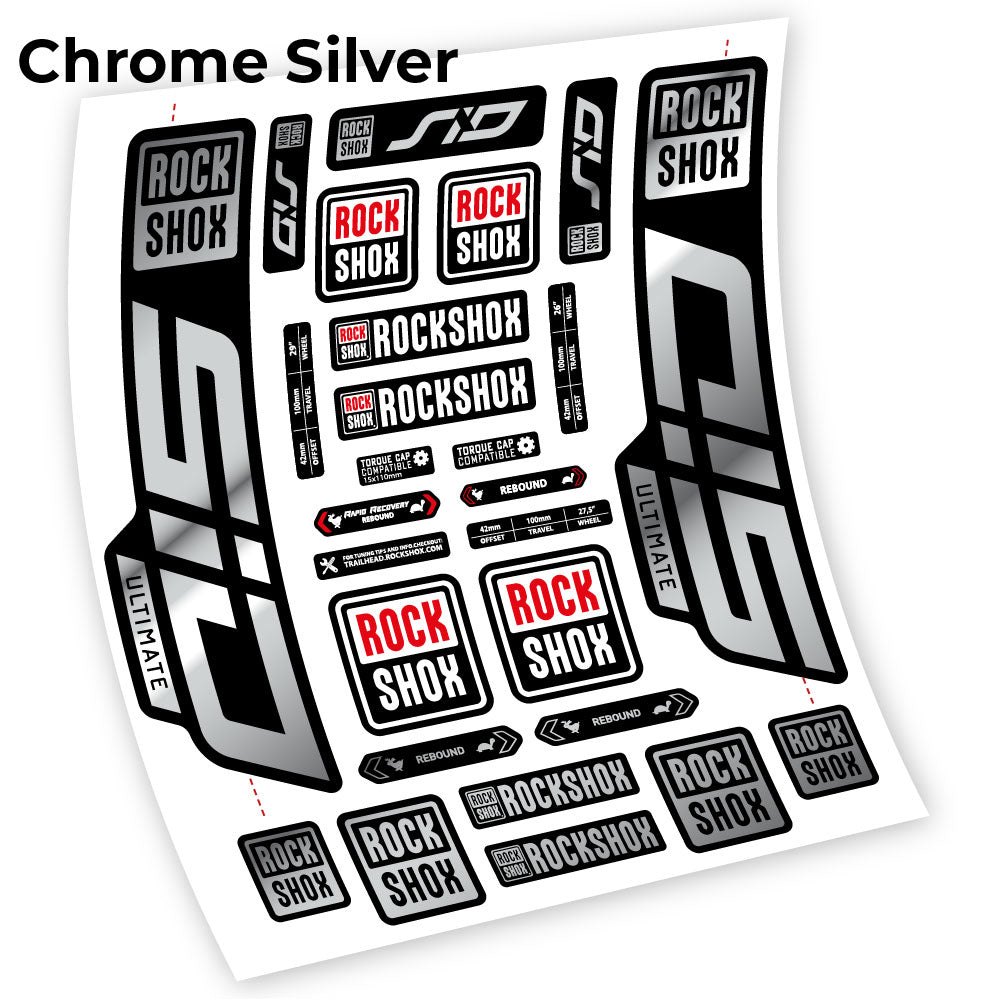 Chrome Silver decal for Rock Shox Sid Ultimate 2021 fork 27.5" – bike sticker vinyl