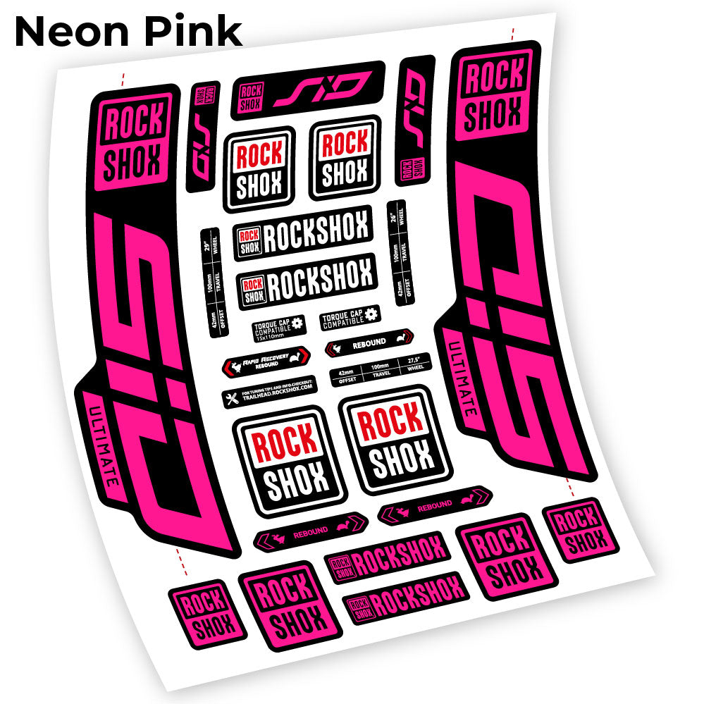 Neon Pink decal for Rock Shox Sid Ultimate 2021 fork 27.5" – bike sticker vinyl