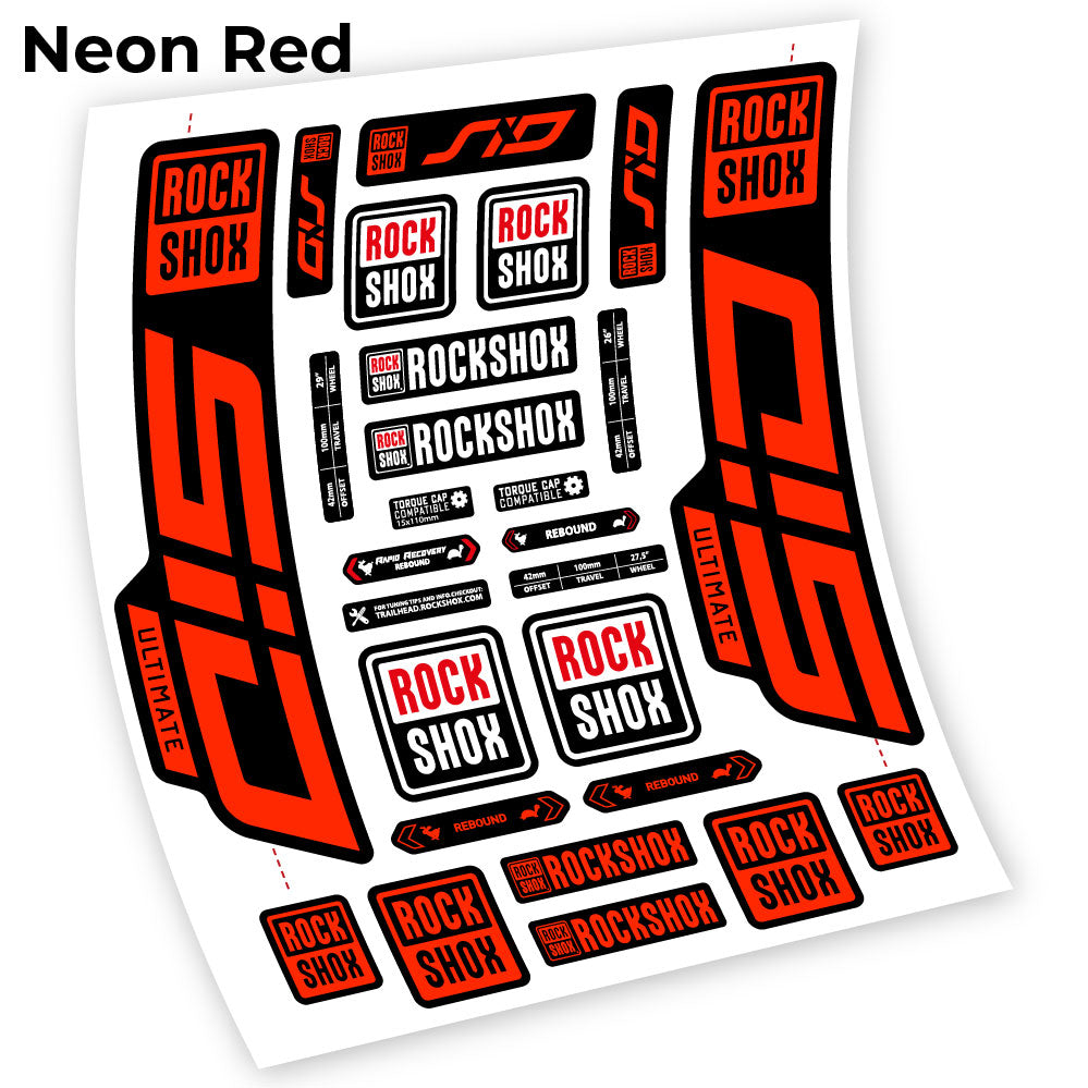 Neon Red decal for Rock Shox Sid Ultimate 2021 fork 27.5" – bike sticker vinyl