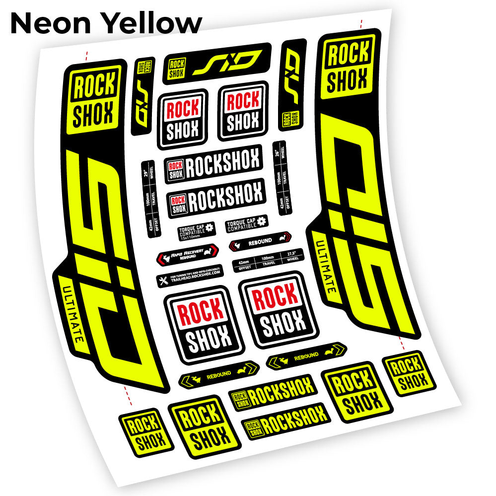Neon Yellow decal for Rock Shox Sid Ultimate 2021 fork 27.5" – bike sticker vinyl
