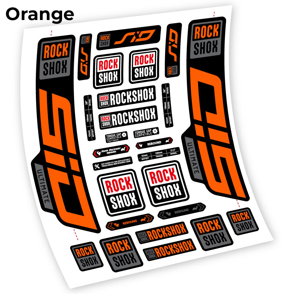 Orange decal for Rock Shox Sid Ultimate 2021 fork 27.5" – bike sticker vinyl