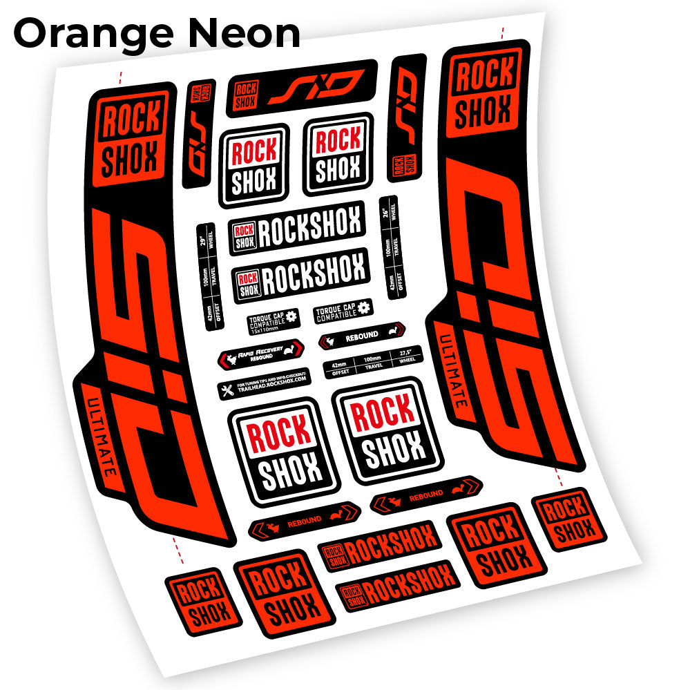 Orange Neon decal for Rock Shox Sid Ultimate 2021 fork 27.5" – bike sticker vinyl