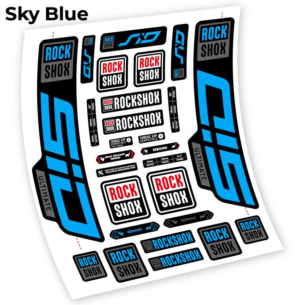 Sky Blue decal for Rock Shox Sid Ultimate 2021 fork 27.5" – bike sticker vinyl