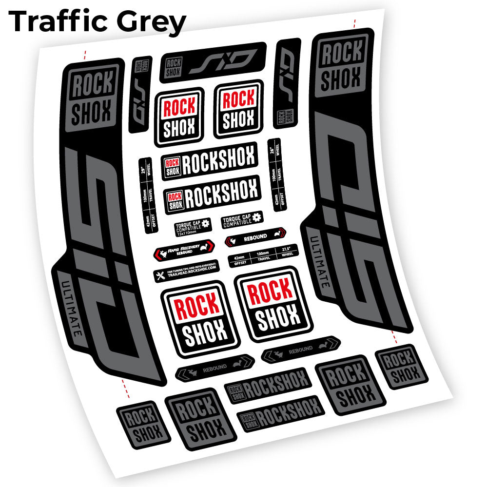 Trafc Grey decal for Rock Shox Sid Ultimate 2021 fork 27.5" – bike sticker vinyl