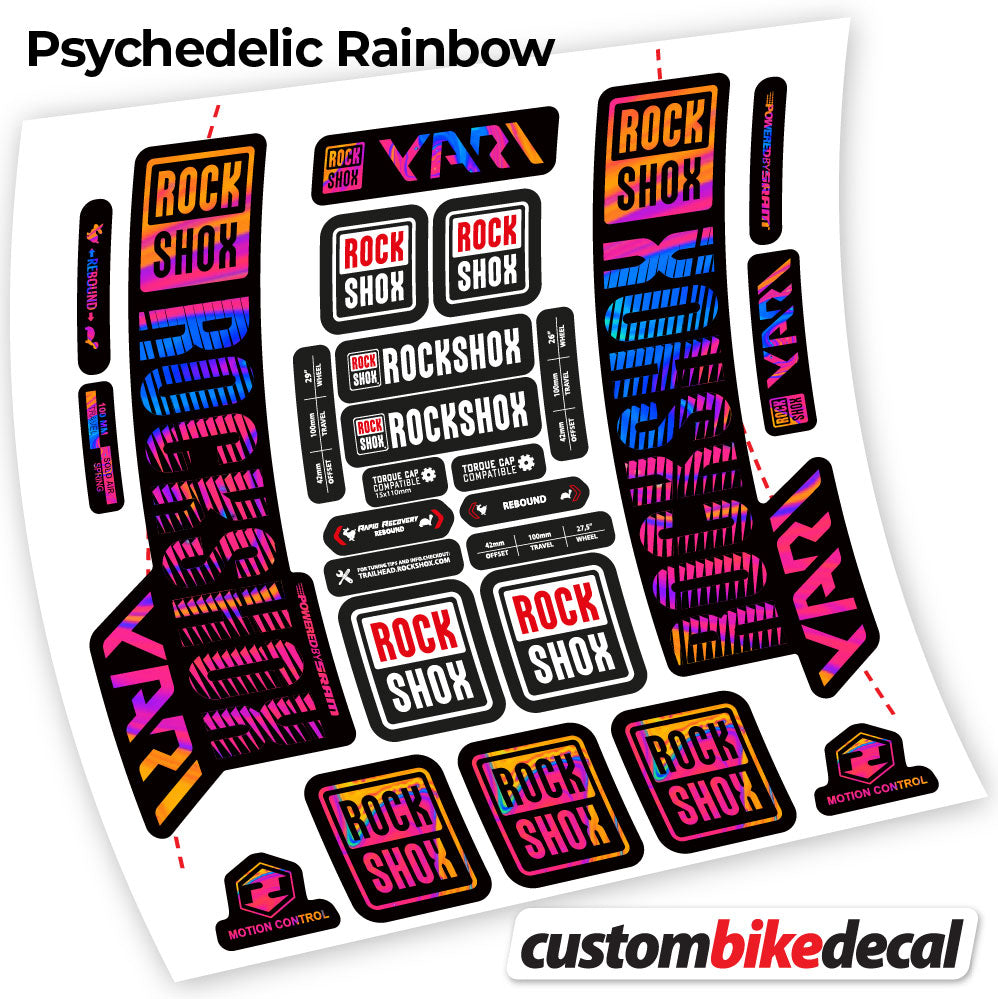 Psychedelic  Rainbow decal for Rock Shox Yari 2018 fork – bike sticker vinyl