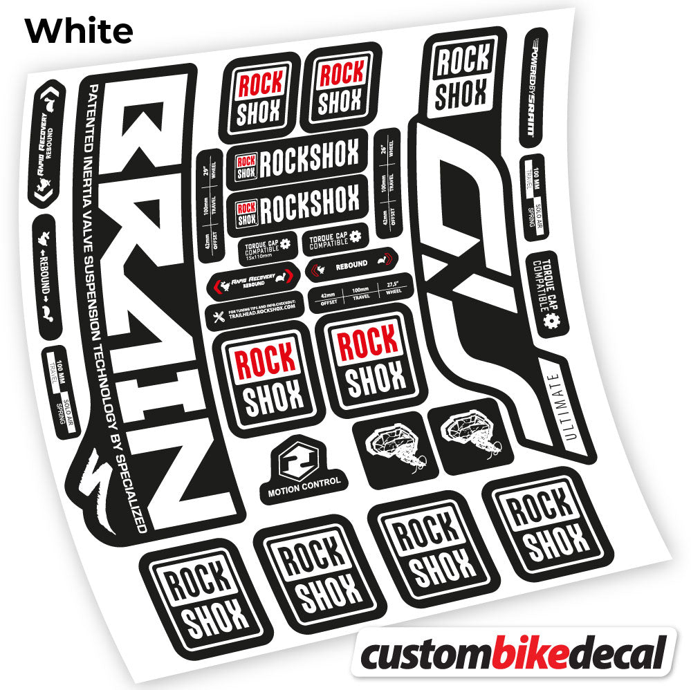 White decal for Rock Shox Sid Brain Ultimate fork – bike sticker vinyl