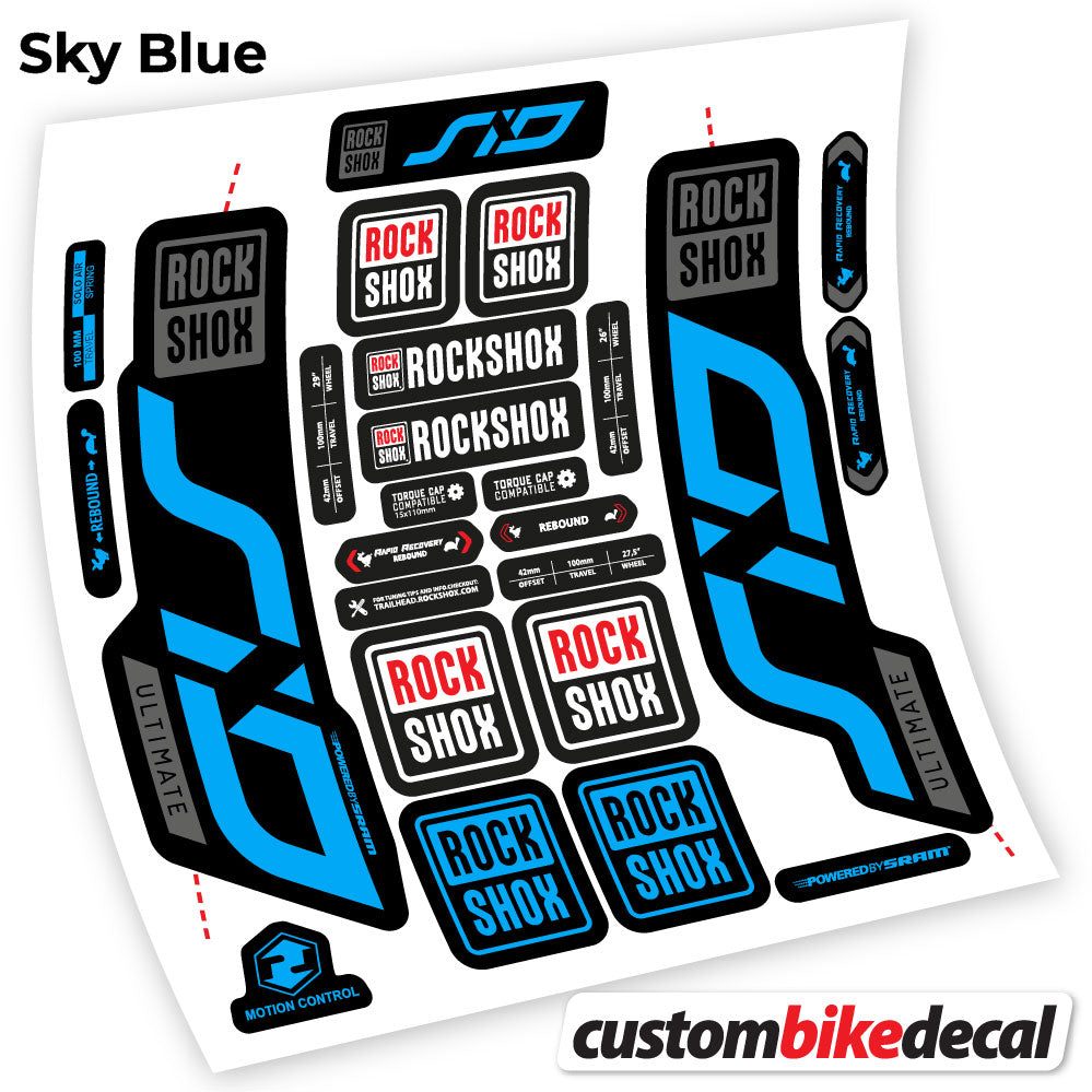 Sky Blue decal for Rock Shox Sid Ultimate 2020 fork – bike sticker vinyl