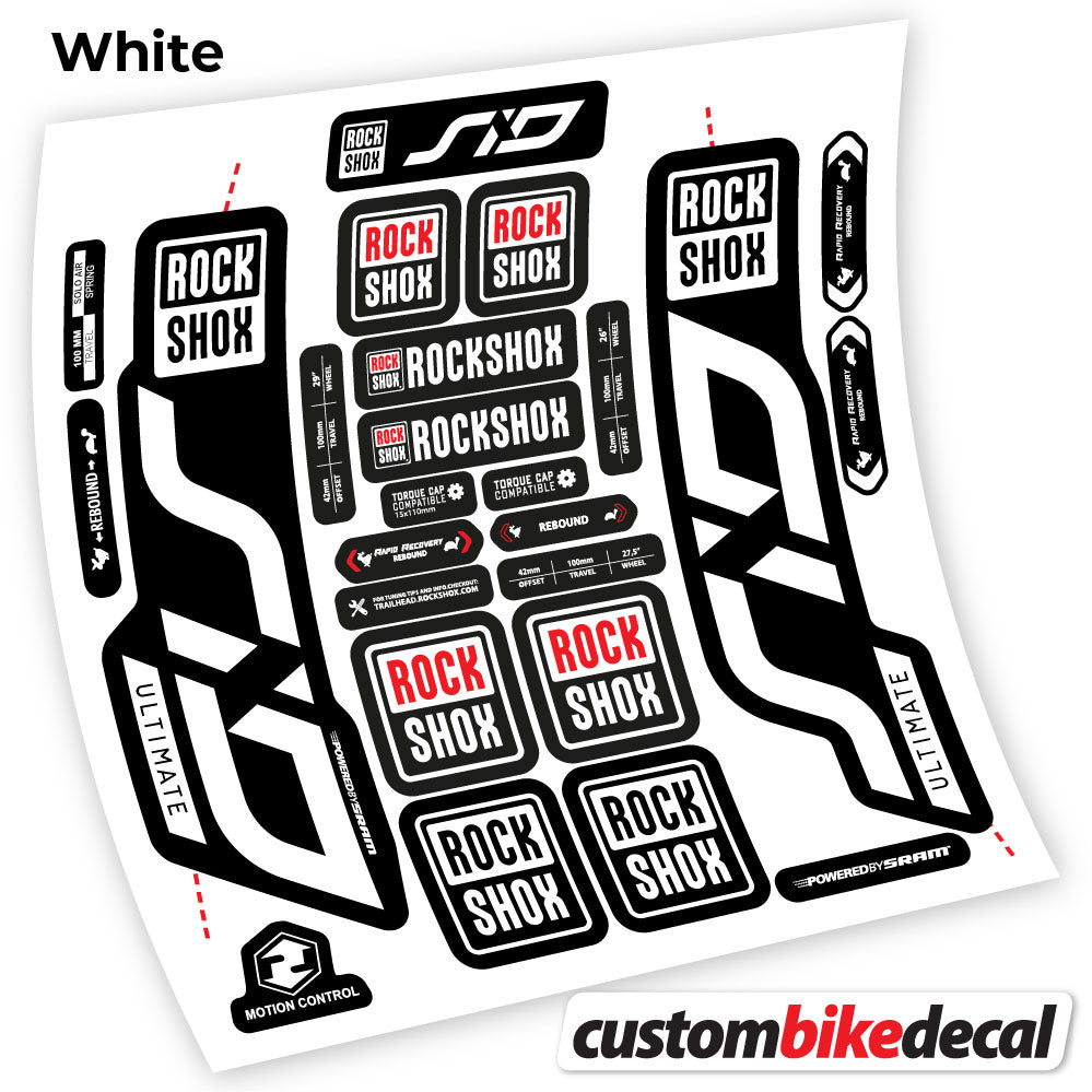 White decal for Rock Shox Sid Ultimate 2020 fork – bike sticker vinyl
