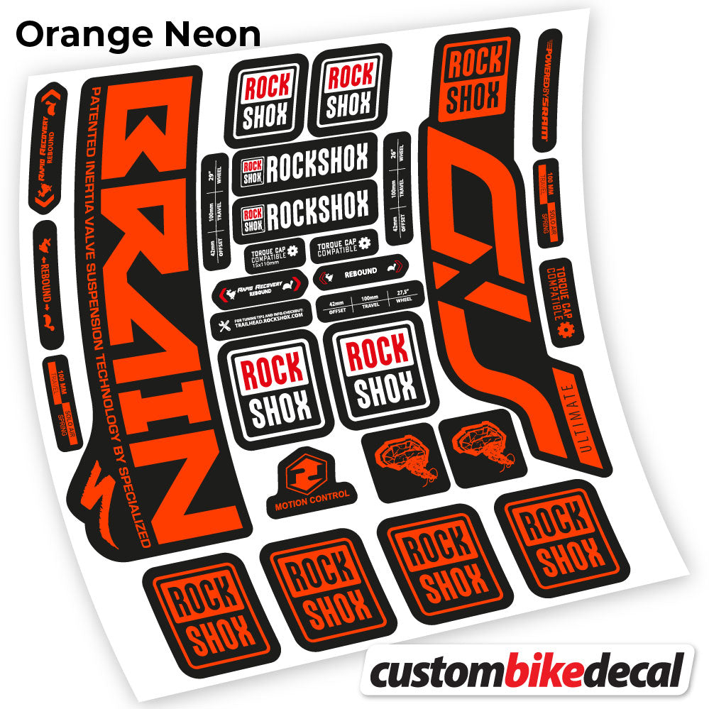 Orange Neon decal for Rock Shox Sid Brain Ultimate fork – bike sticker vinyl