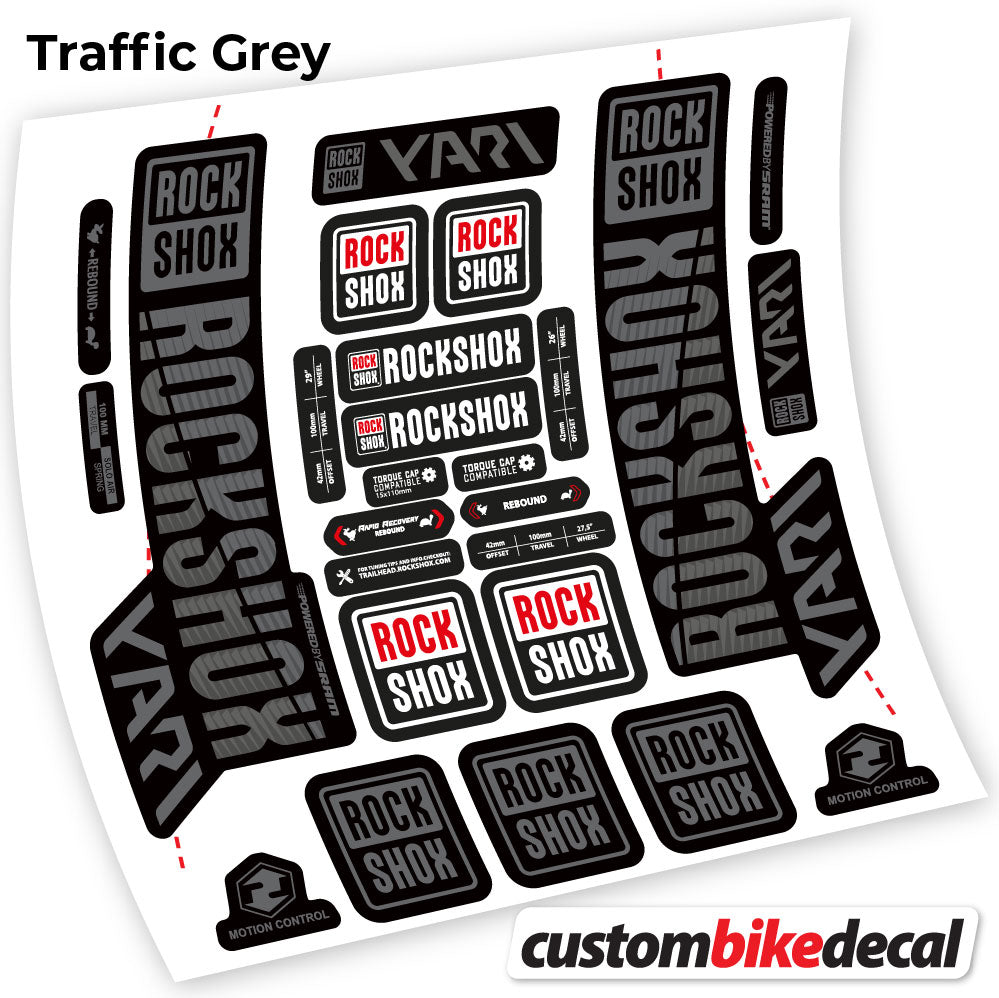 Trac Grey decal for Rock Shox Yari 2018 fork – bike sticker vinyl