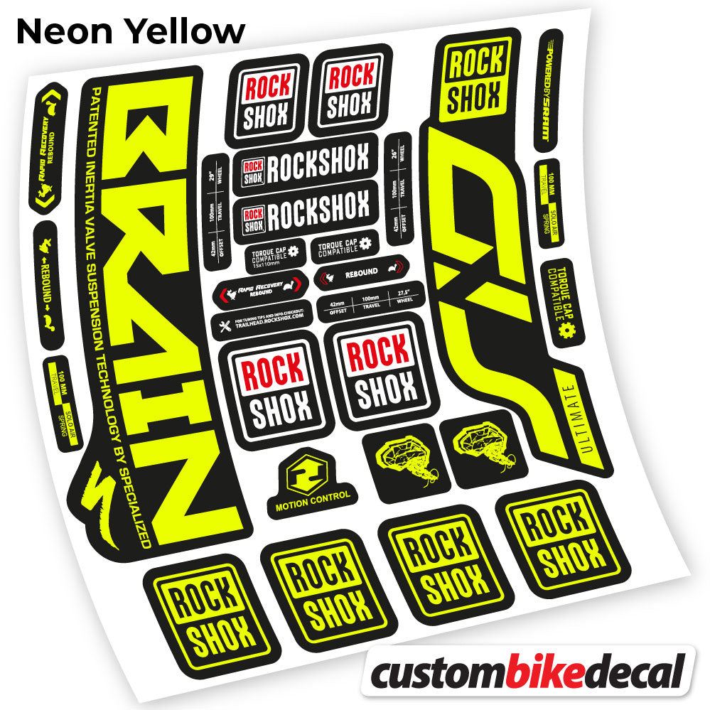 Neon Yellow decal for Rock Shox Sid Brain Ultimate fork – bike sticker vinyl
