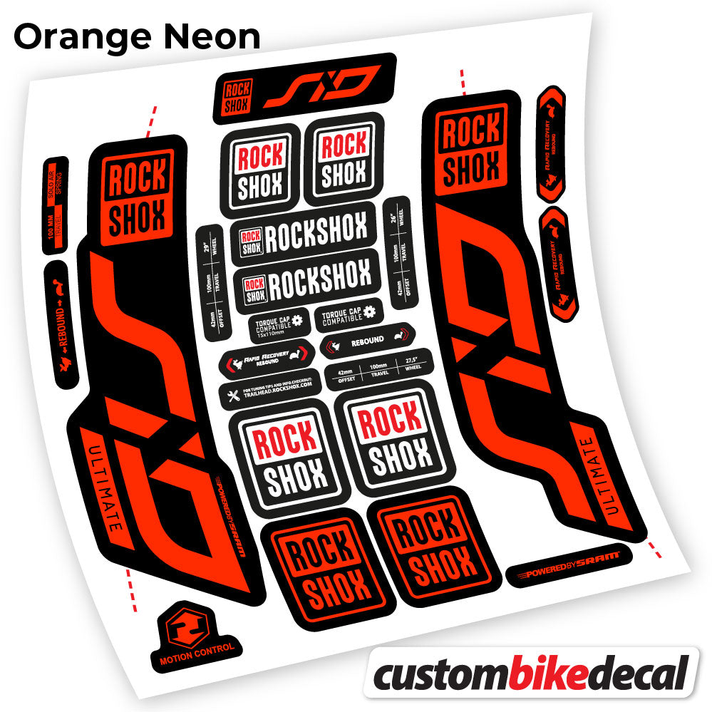 Orange Neon decal for Rock Shox Sid Ultimate 2020 fork – bike sticker vinyl