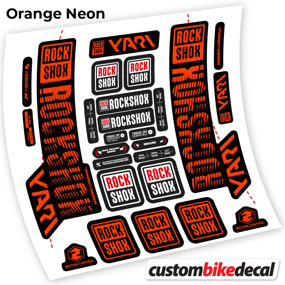 Orange Neon decal for Rock Shox Yari 2018 fork – bike sticker vinyl