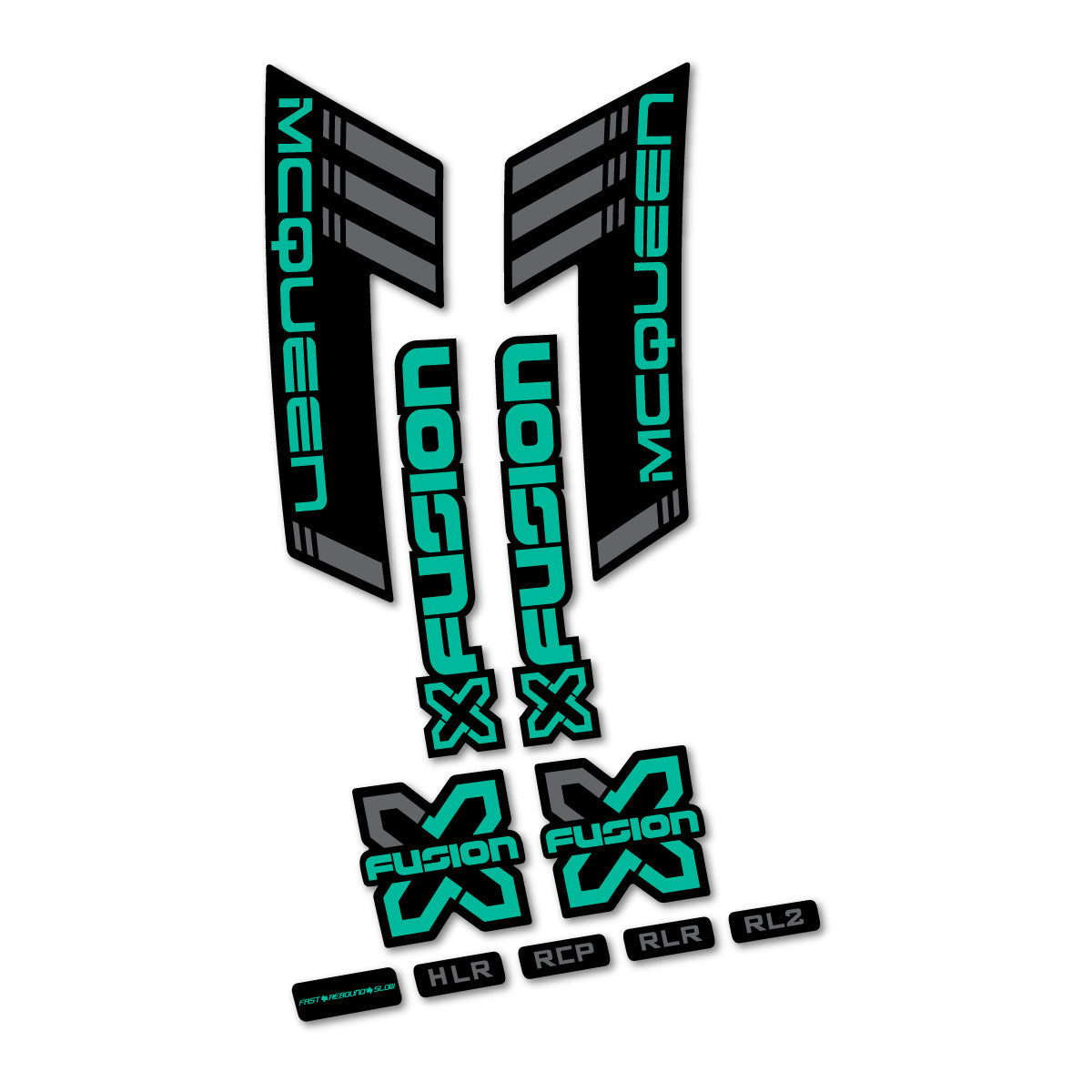 Green Turquoise decal for Xfusion McQueen Boost White v2 2016-2017 fork – bike sticker vinyl