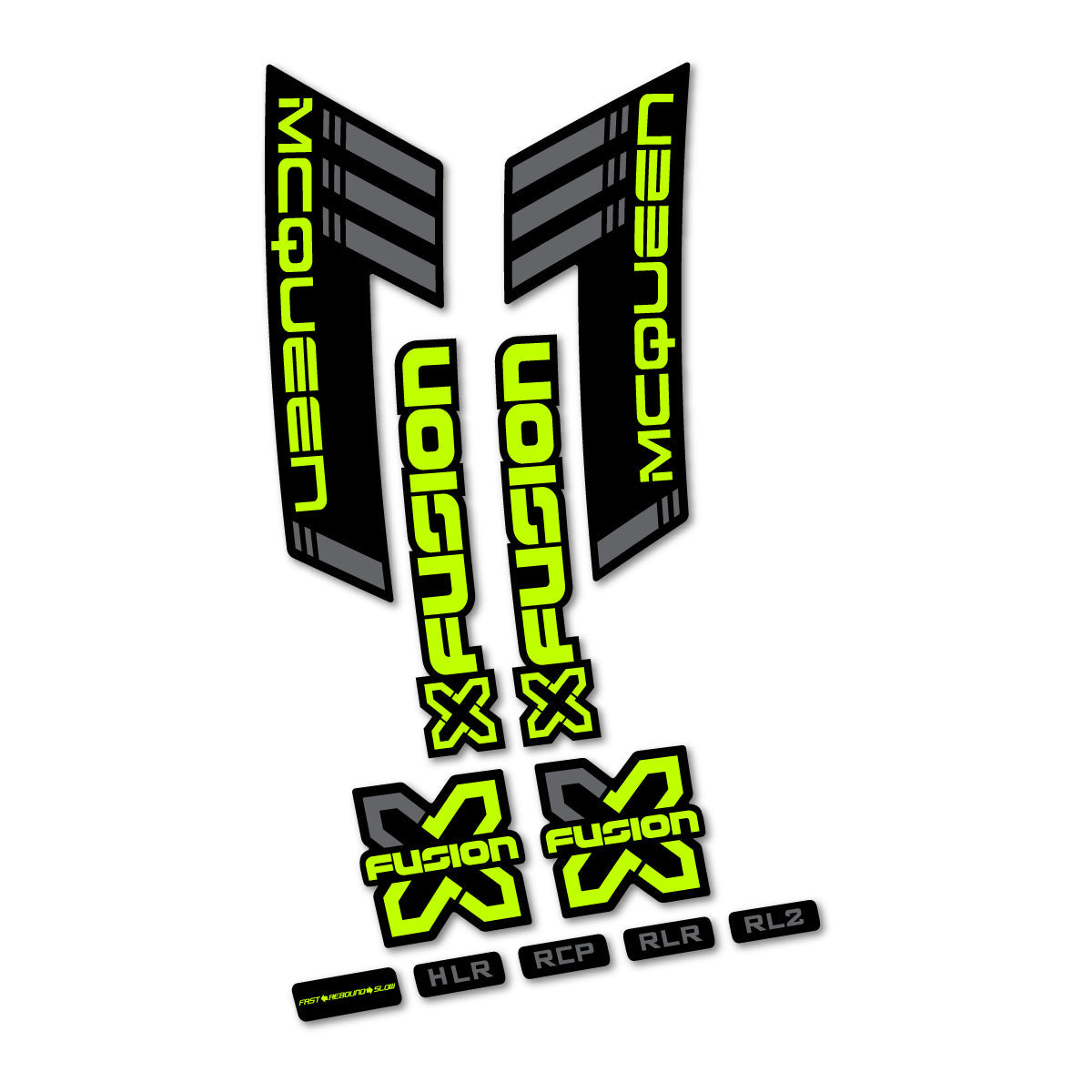 Lime Neon decal for Xfusion McQueen Boost White v2 2016-2017 fork – bike sticker vinyl