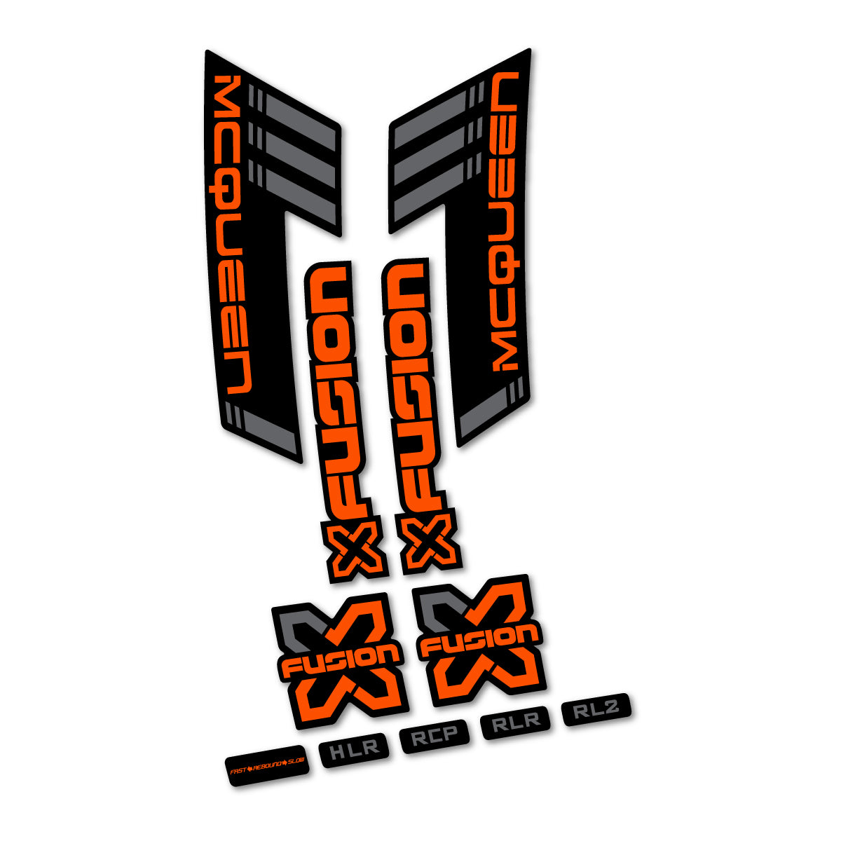 Stickers compatibles Xfusion McQueen Boost White v2 2016-2017 pour fourche – autocollants vinyle - Orange