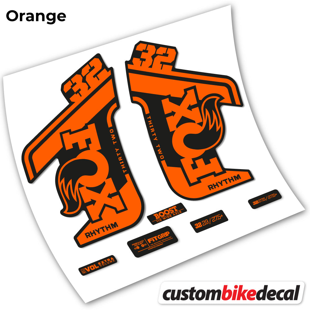 Orange decal for Fox Rhythm fork – bike sticker vinyl
