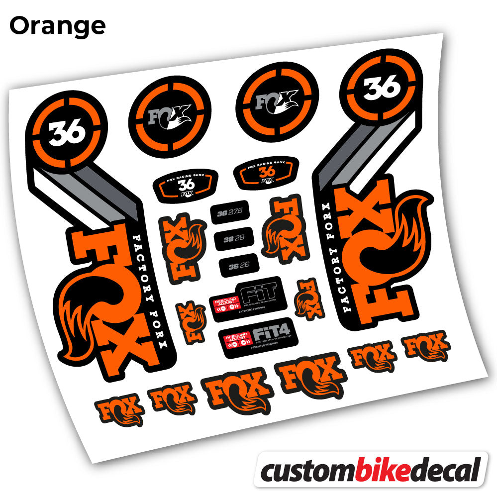 Orange decal for Fox 36 Heritage 2016 fork – bike sticker vinyl