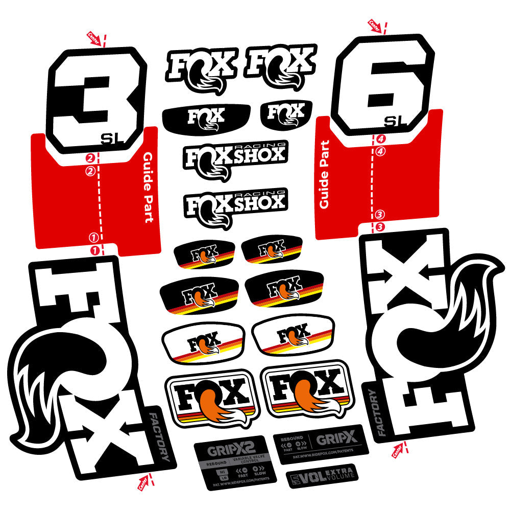 Stickers Fox 36 SL Factory compatibles - Autocollants fourche VTT