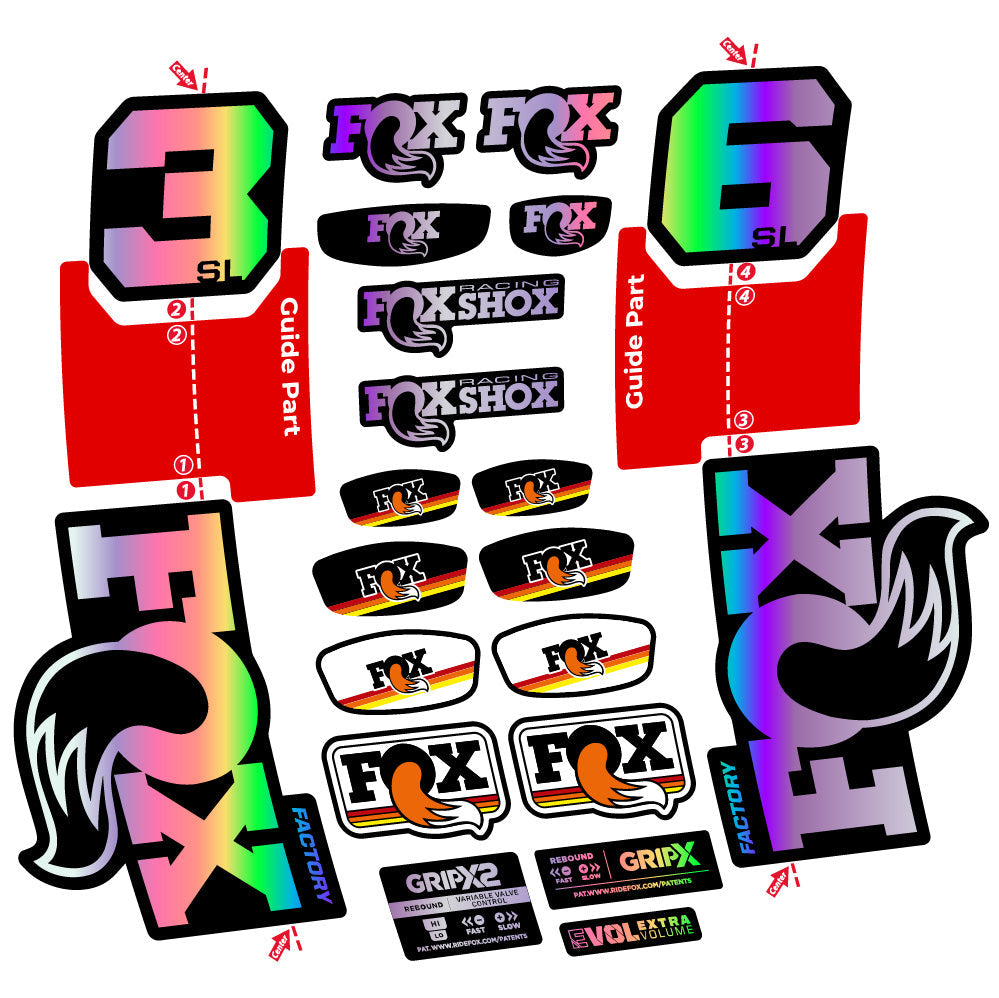 Stickers Fox 36 SL Factory compatibles - Autocollants fourche VTT