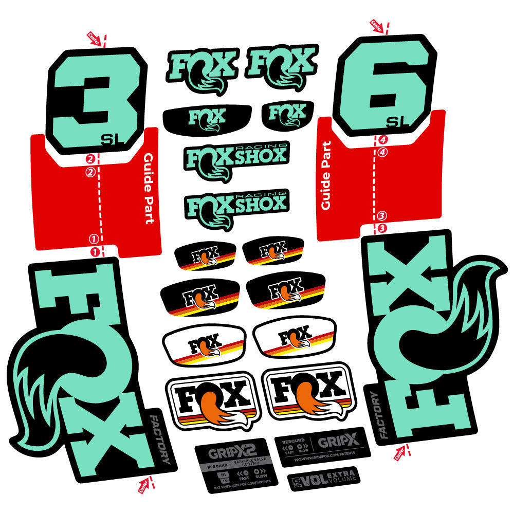 Stickers Fox 36 SL Factory compatibles - Autocollants fourche VTT