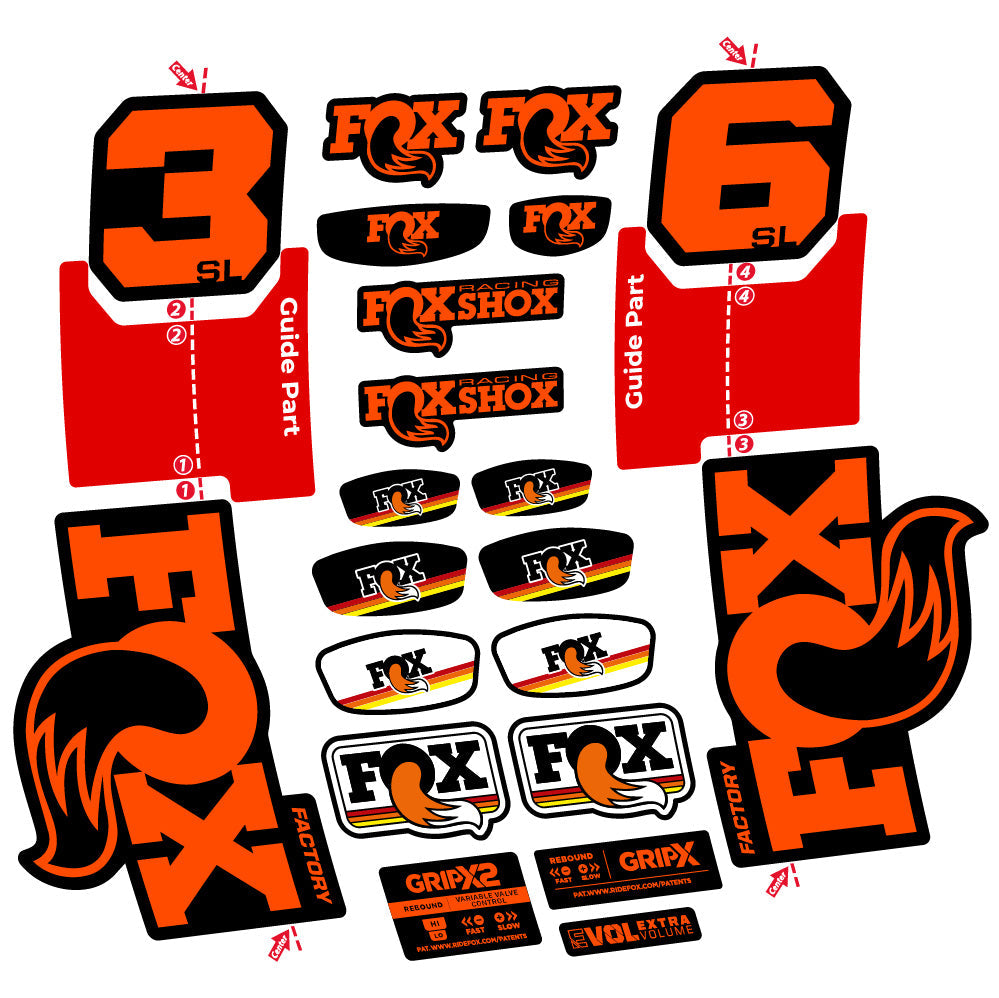 Stickers Fox 36 SL Factory compatibles - Autocollants fourche VTT