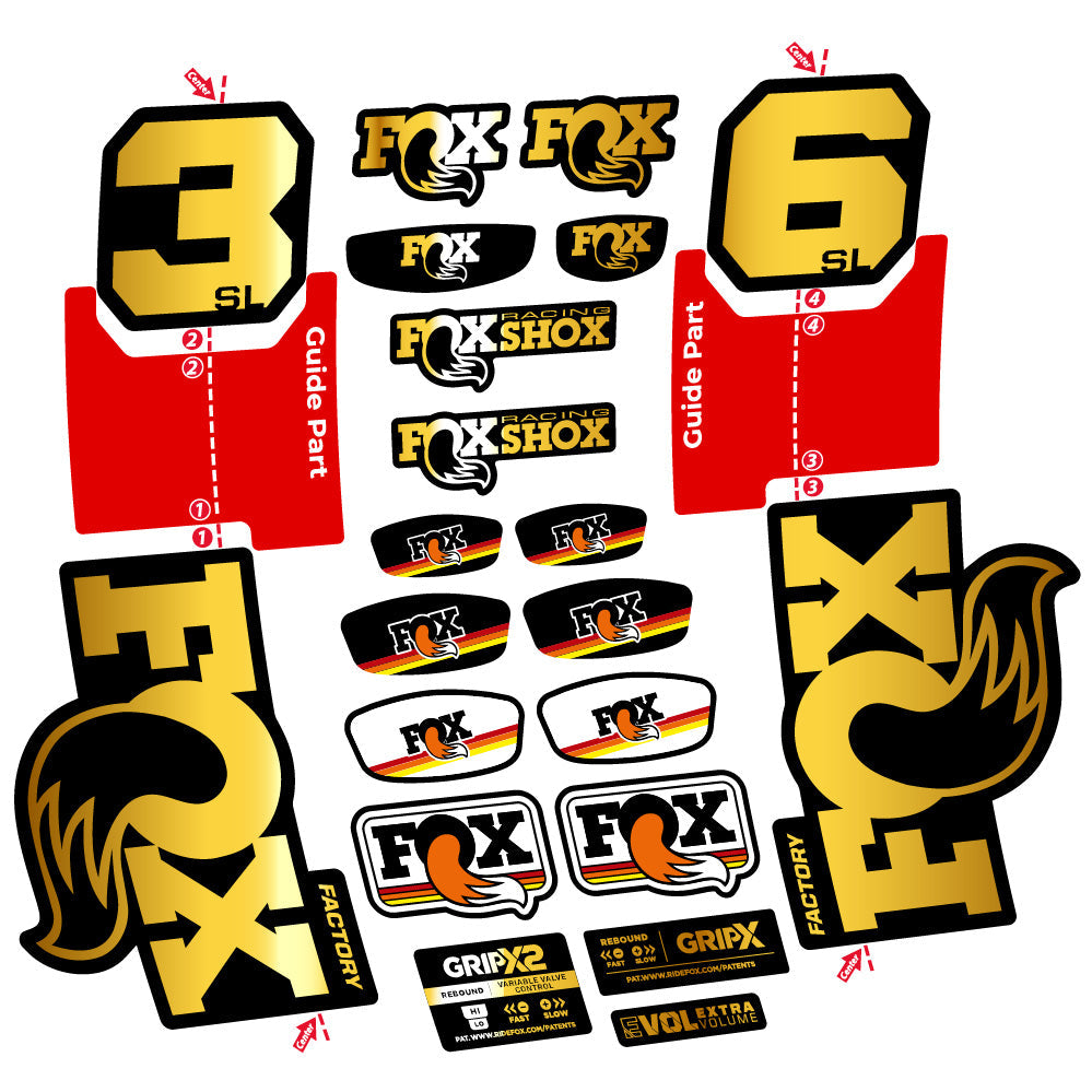 Stickers Fox 36 SL Factory compatibles - Autocollants fourche VTT