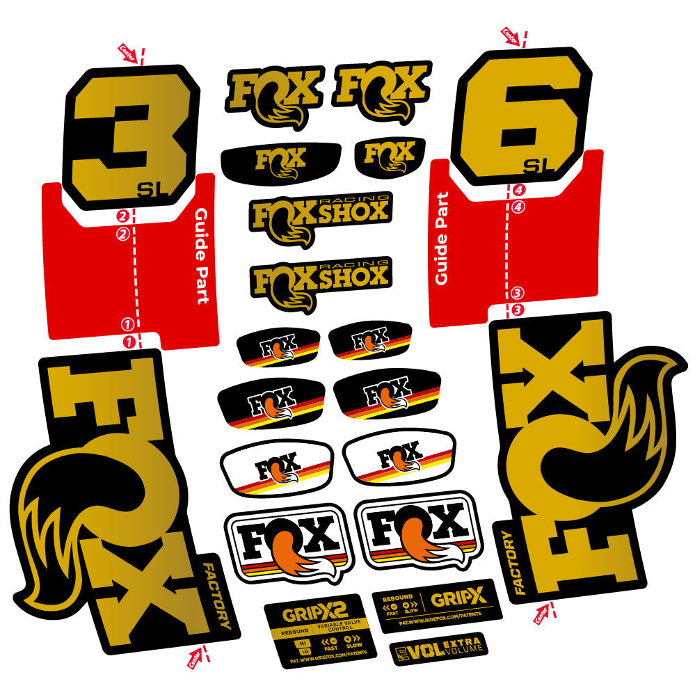 Stickers Fox 36 SL Factory compatibles - Autocollants fourche VTT