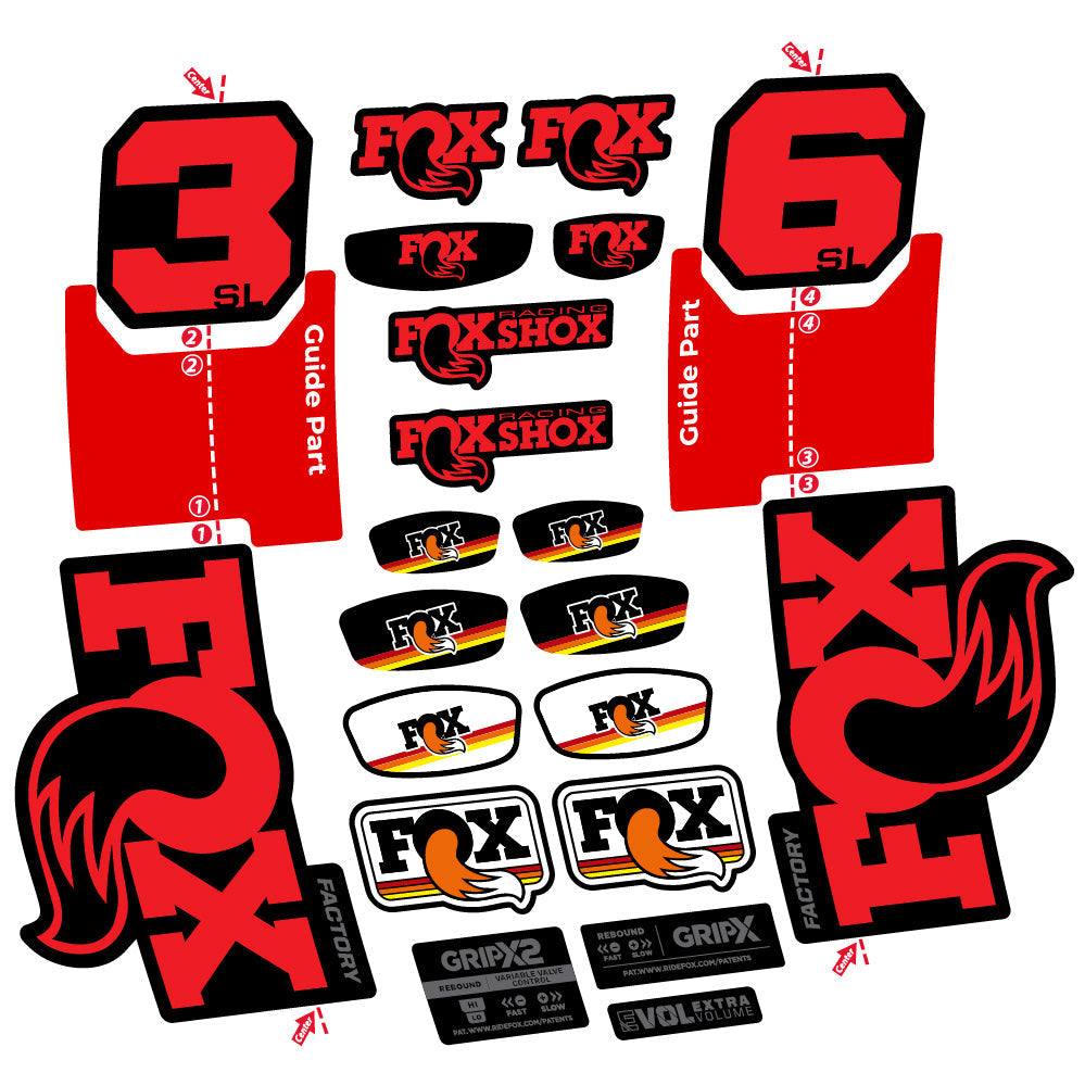 Stickers Fox 36 SL Factory compatibles - Autocollants fourche VTT