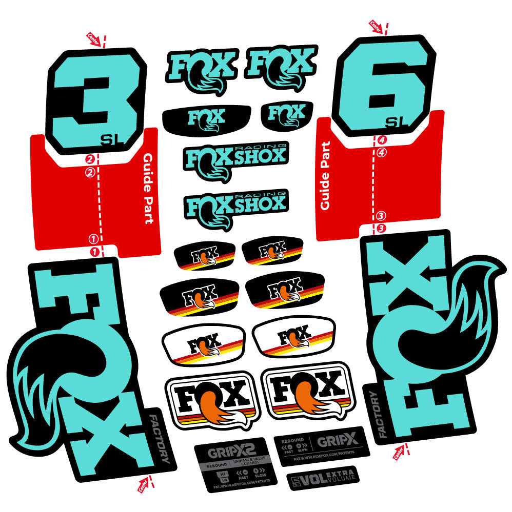 Stickers Fox 36 SL Factory compatibles - Autocollants fourche VTT