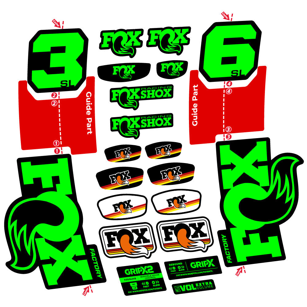 Stickers Fox 36 SL Factory compatibles - Autocollants fourche VTT